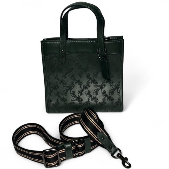 COACH Field Tote 22 with Horse and Carriage Shoulder/Crossbody Bag, Green, NWOT - Picture 2 of 13